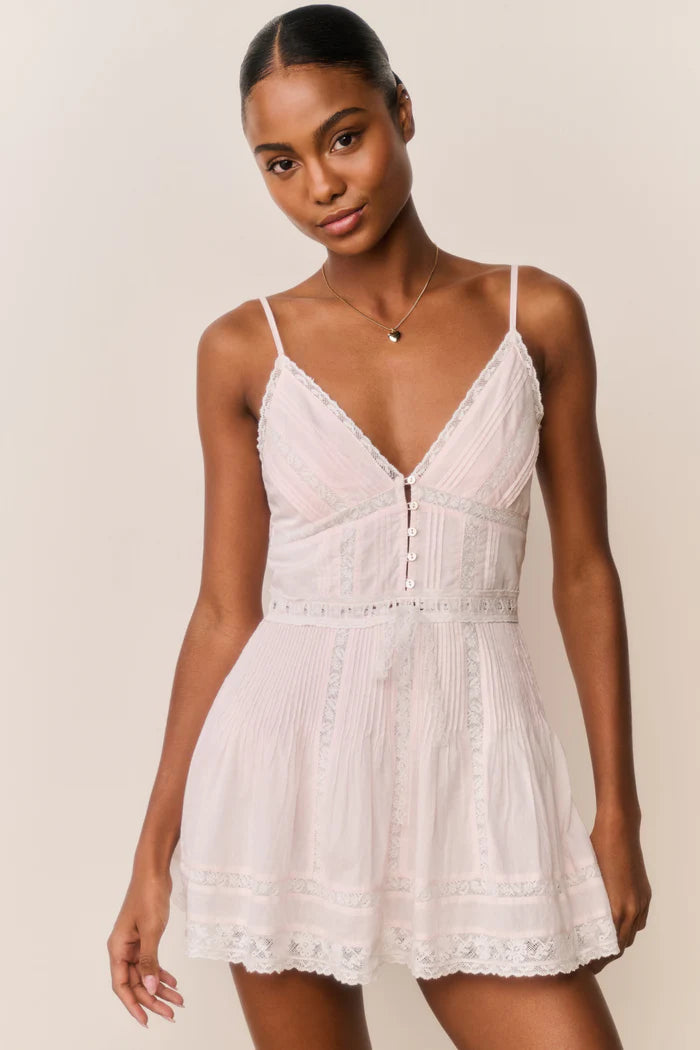 Zirelle Cotton Lace-Trimmed Mini Dress