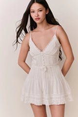 Zirelle Cotton Lace-Trimmed Mini Dress
