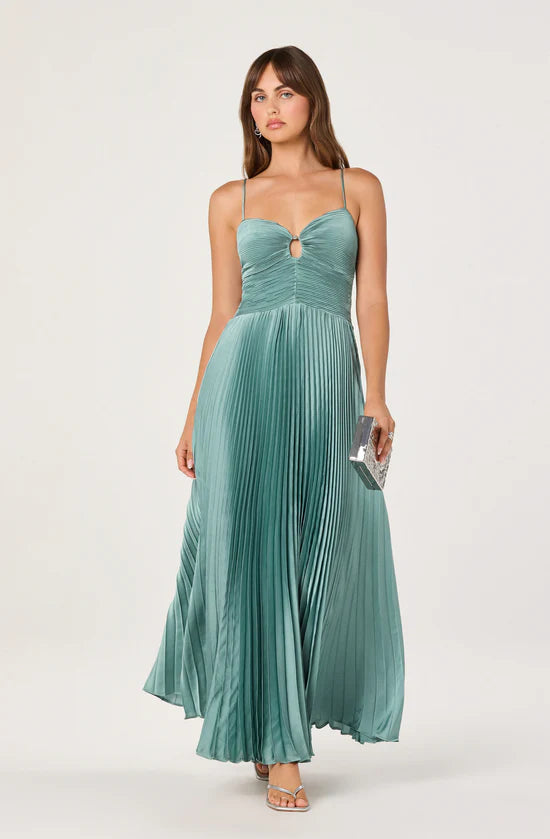 Alaia Satin Plissé Maxi Dress