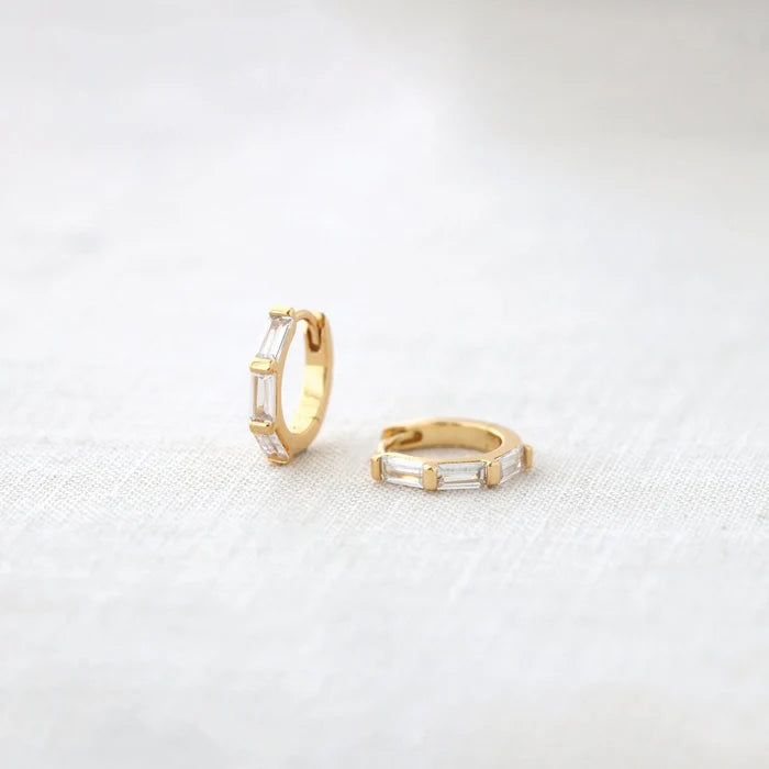 Baguette Huggie Hoop Earrings