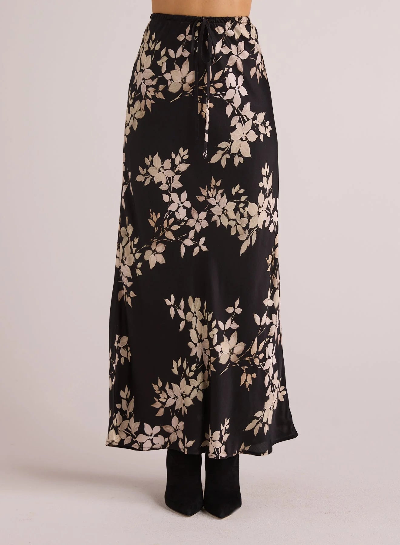 Bias Skirt with Tie - Ivory Floral Print