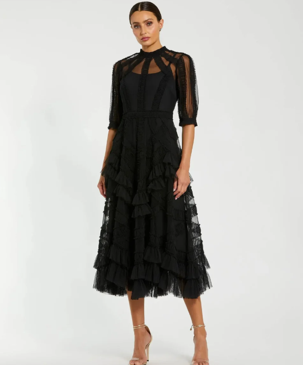 Mac Duggal 8058 High Neck Ruffle Dress