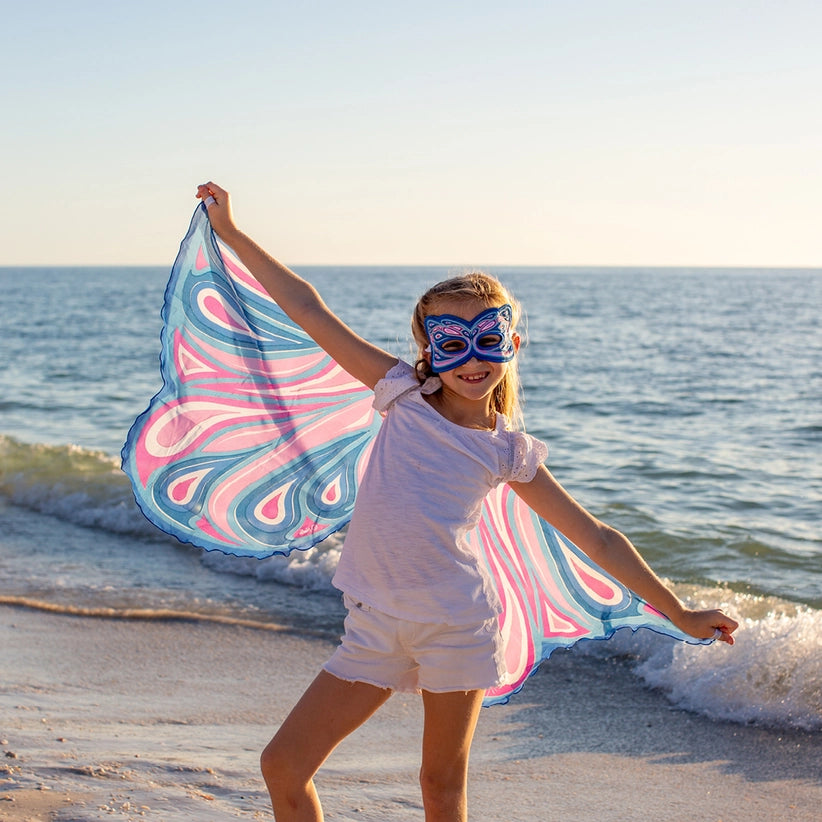 Girls Blue Fortune Fairy Wings + Mask