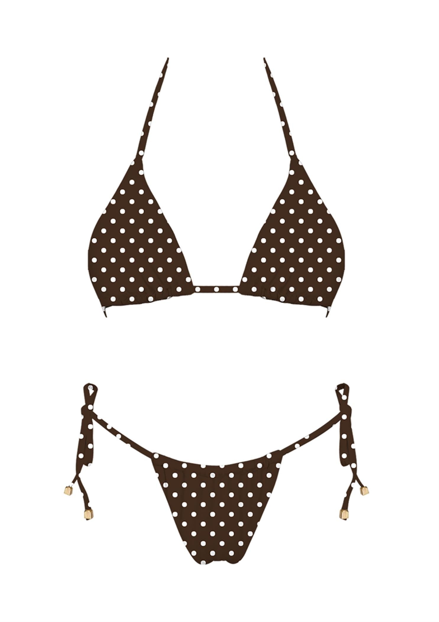 Santorini Bikini Set - Brown Polka Dot