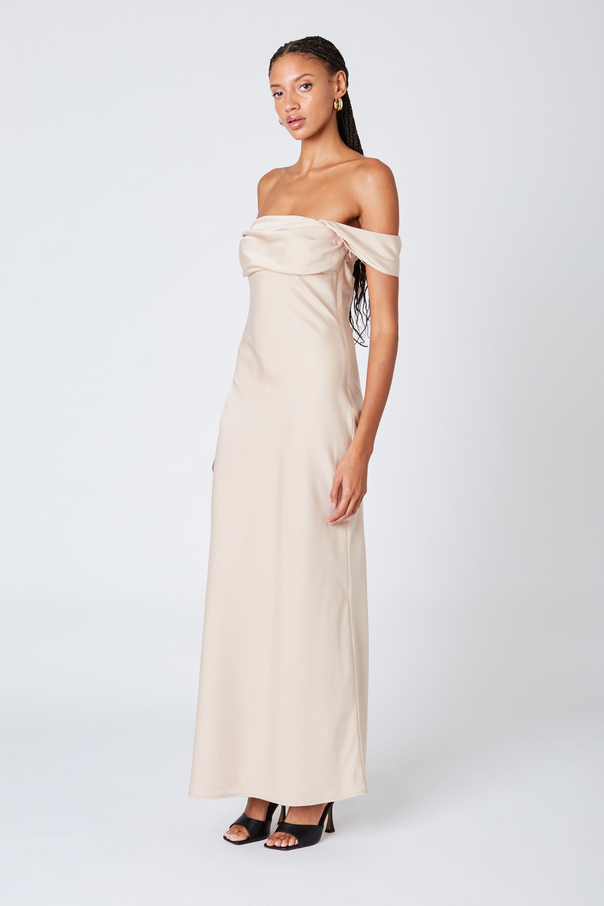 Off Shoulder Slip Maxi Dress
