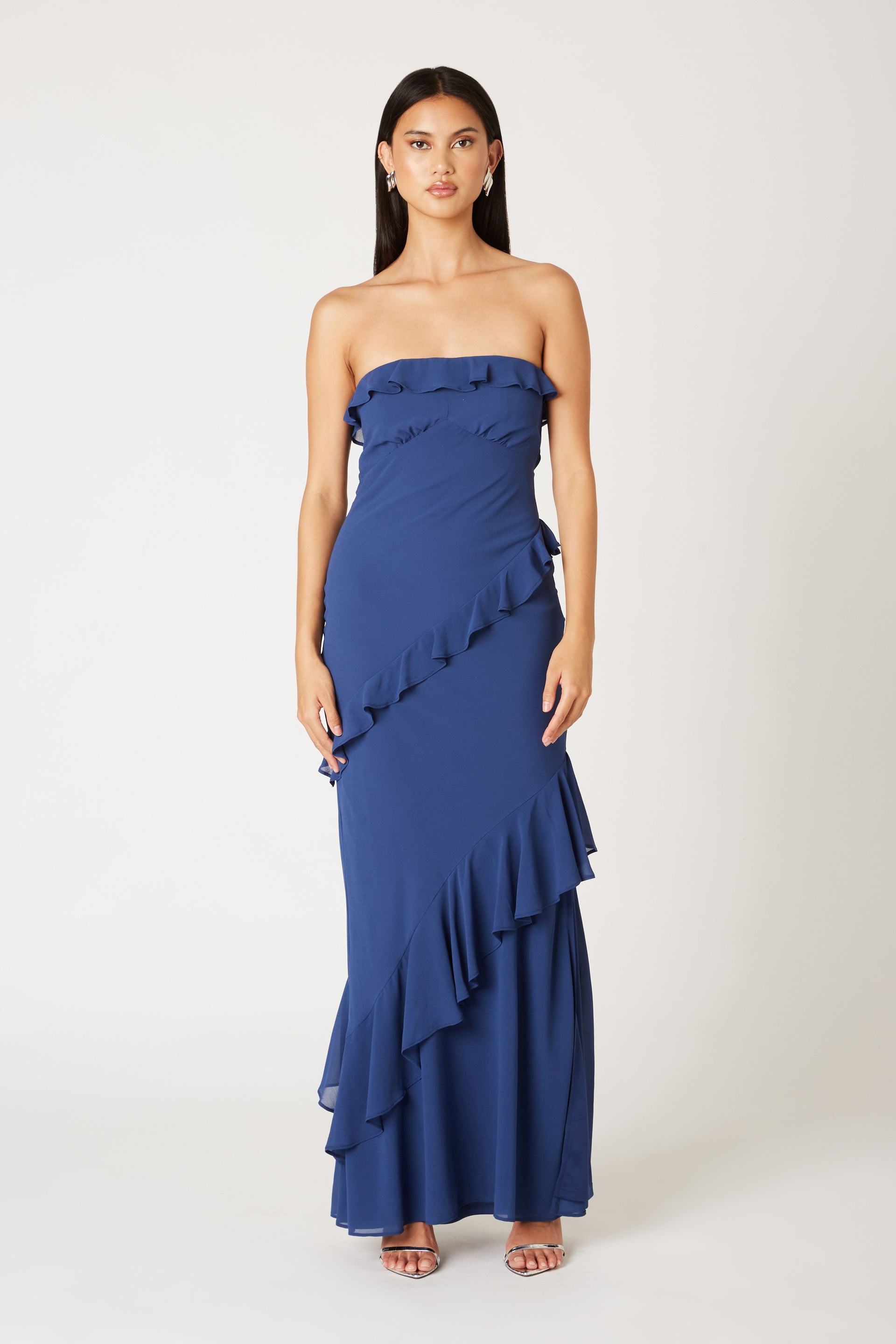 Strapless Ruffle Tiered Maxi Dress