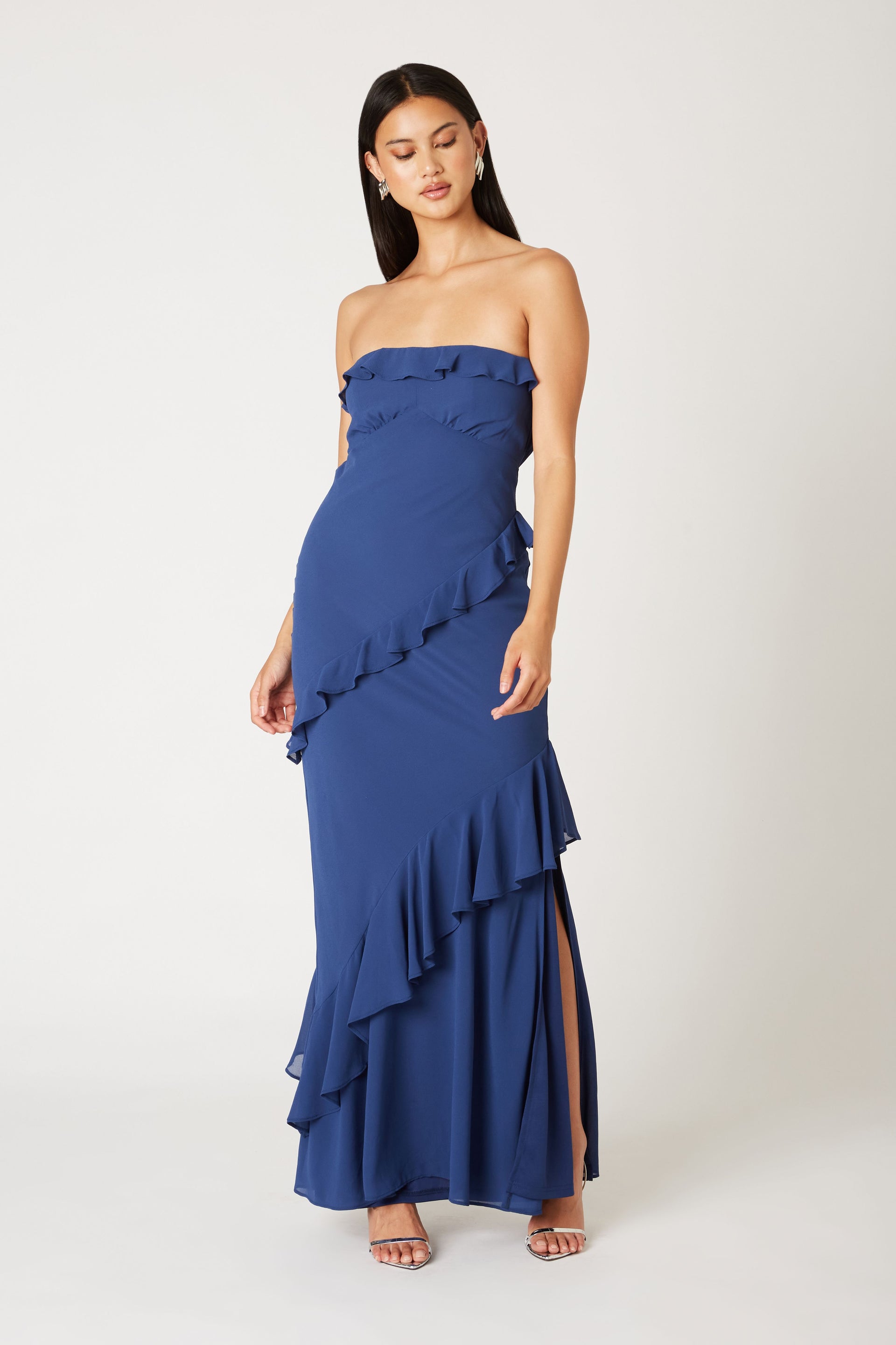Strapless Ruffle Tiered Maxi Dress