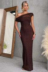 One Shoulder Lace Maxi Dress