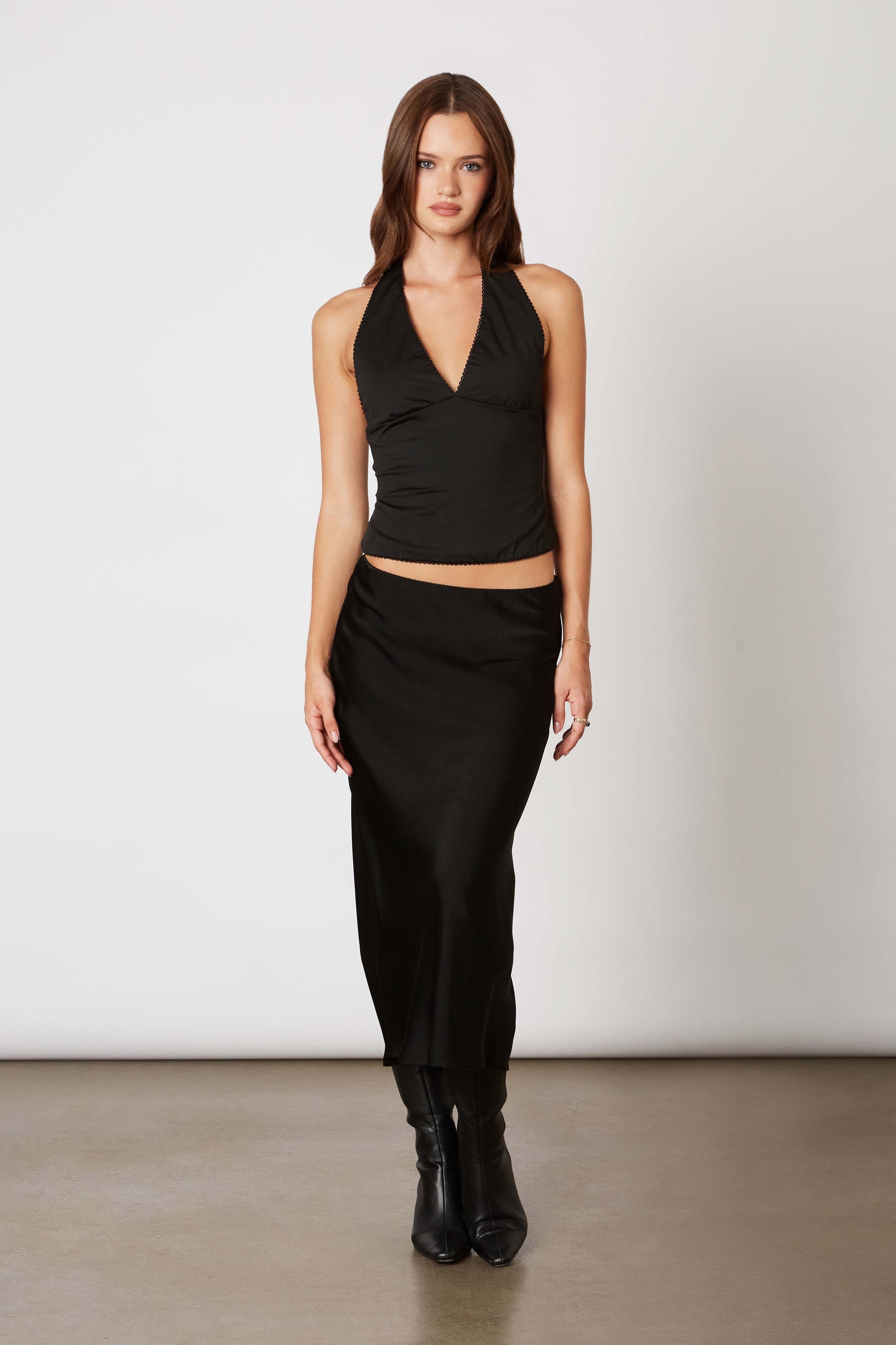 Satin Slip Midi Skirt