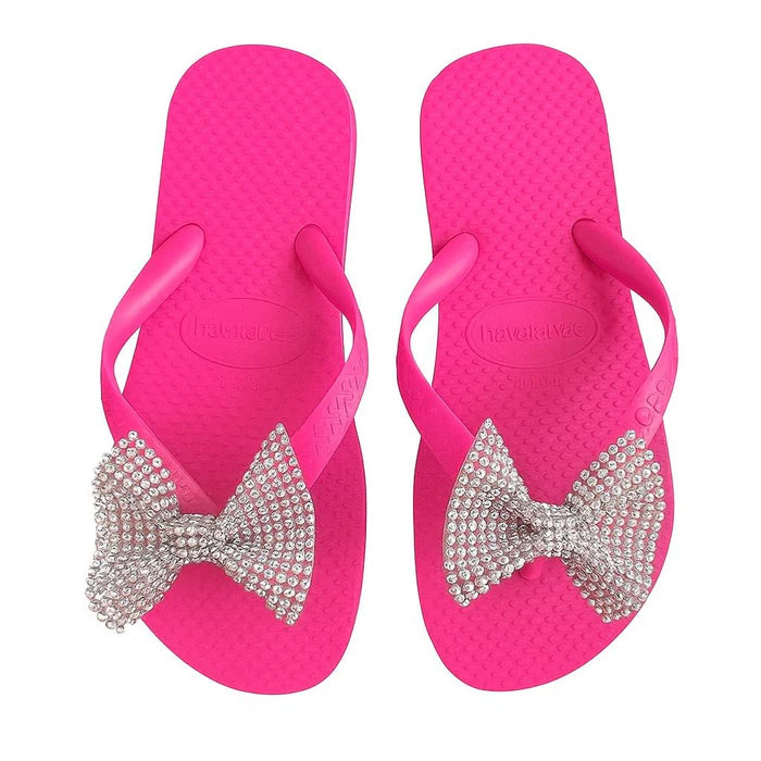 Girls Crystal Bow Flip Flop Sandals