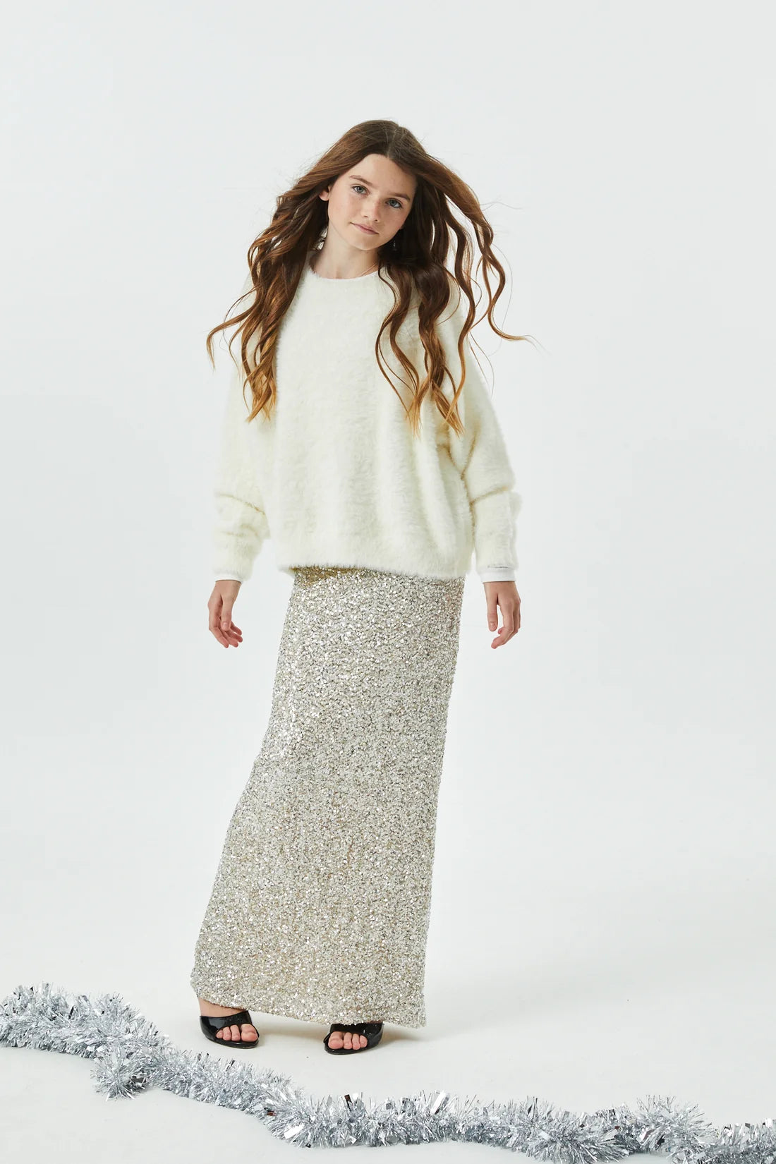 Girls Delfina Long Sequin Skirt