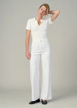 The Mia Petite - Petite High Rise Wide Leg - White