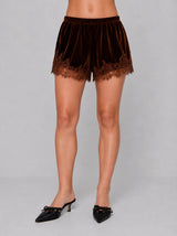 Velvet Lace Trim Shorts