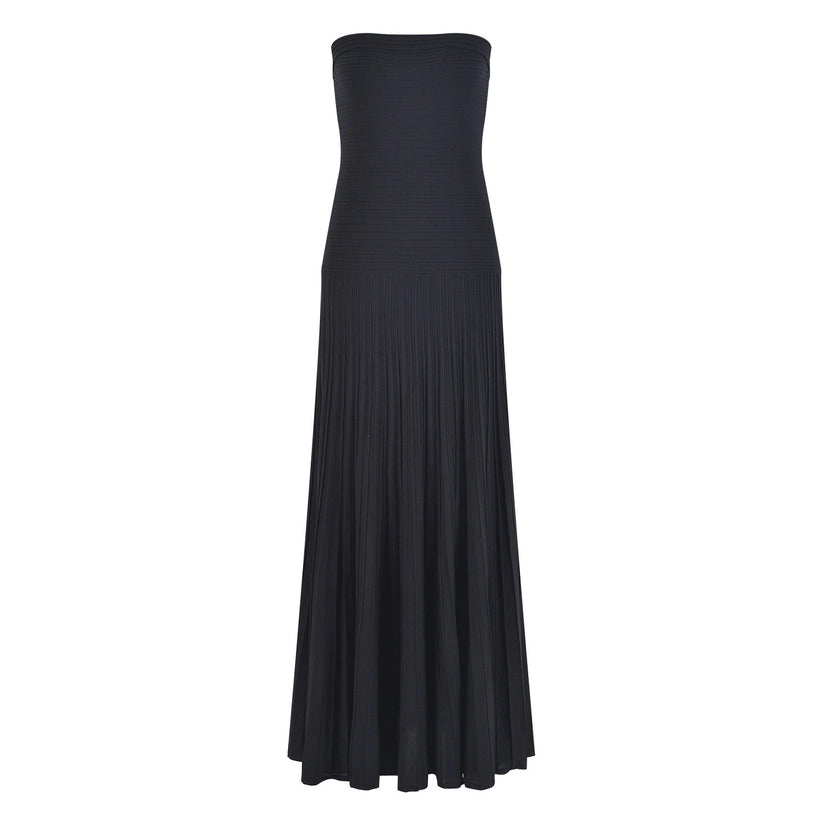 Pleated Off-Shoulder Gown