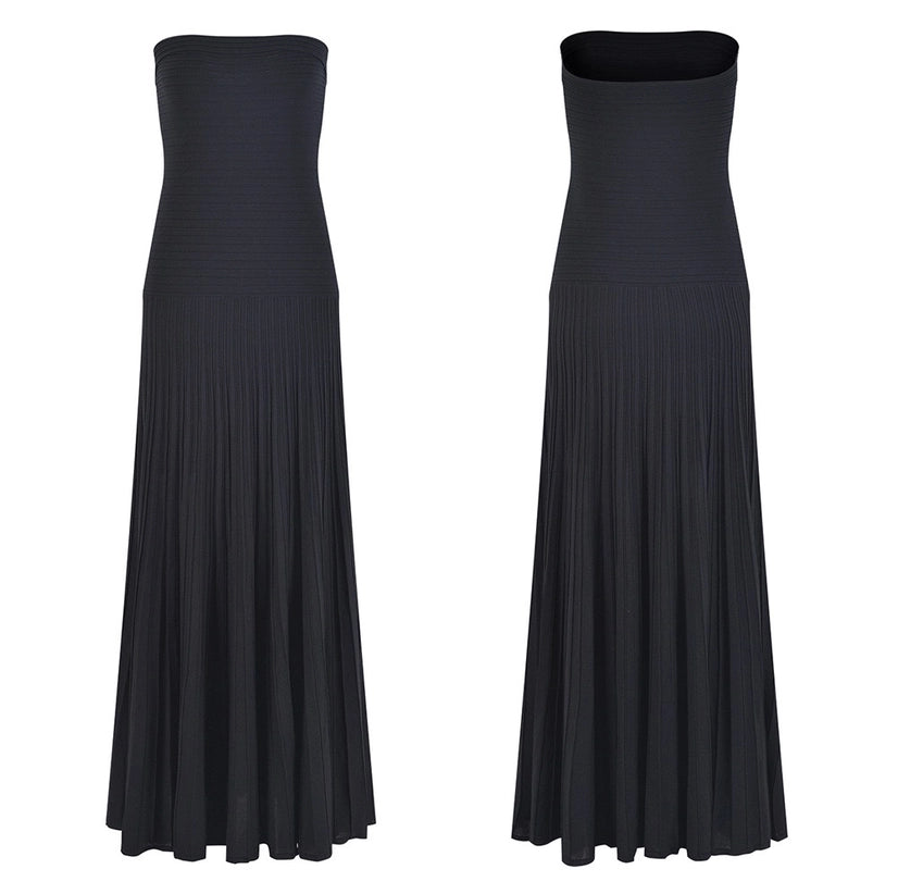 Pleated Off-Shoulder Gown