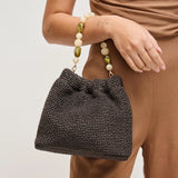Emery Chocolate Woven Beaded Bag