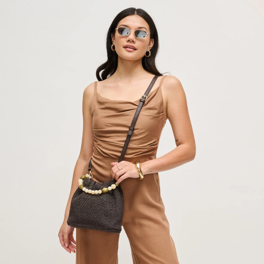 Emery Chocolate Woven Beaded Bag