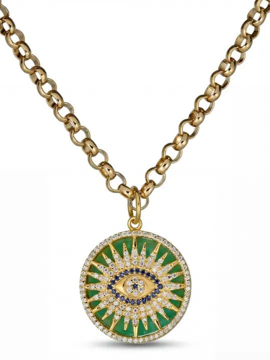 Amazonite Evil Eye Pendant Necklace