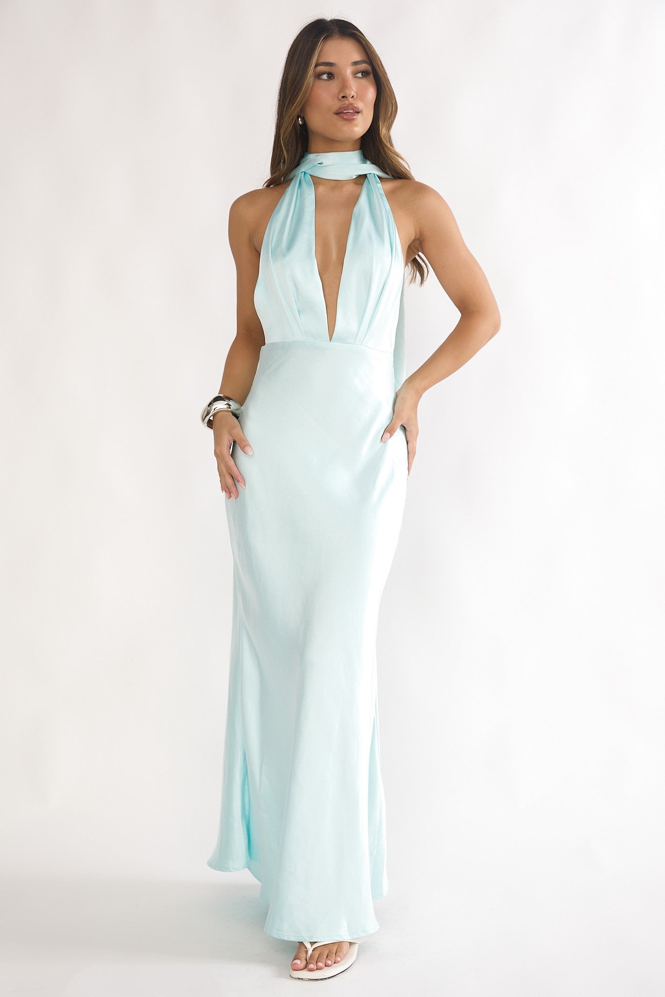 Satin Halter Maxi Dress