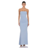 Back Bow Strapless Maxi Dress