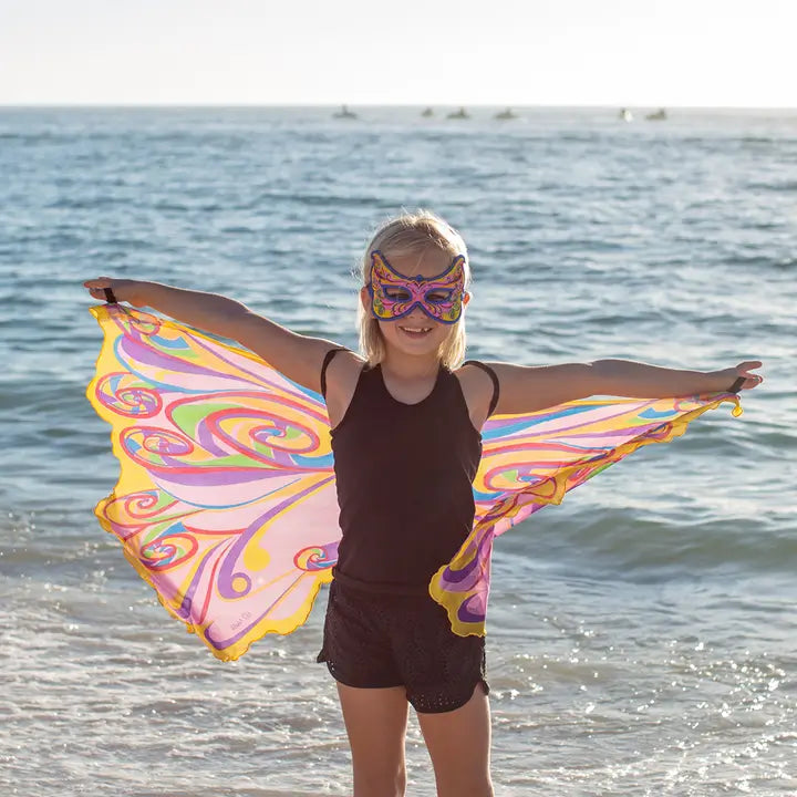 Girls Fairy Rainbow Wings + Mask