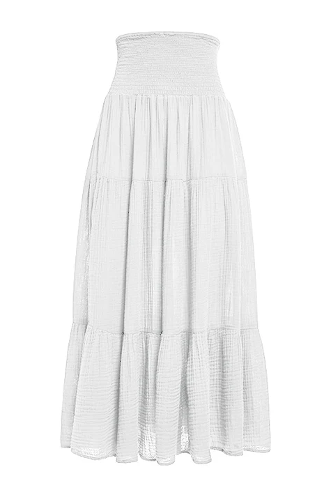 Gauze Smocked Maxi Skirt