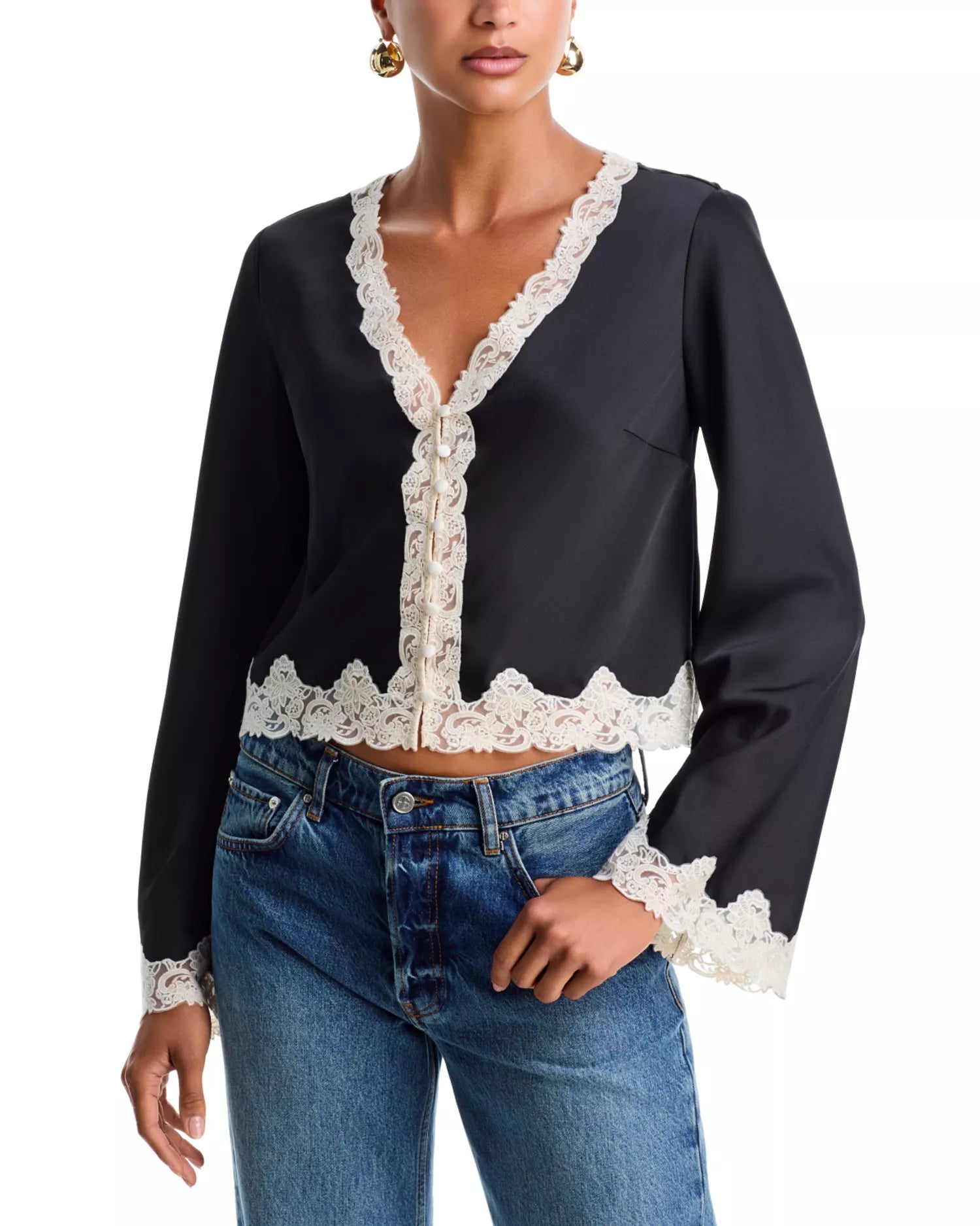 Fioretta Lace-Trimmed Crepe Top