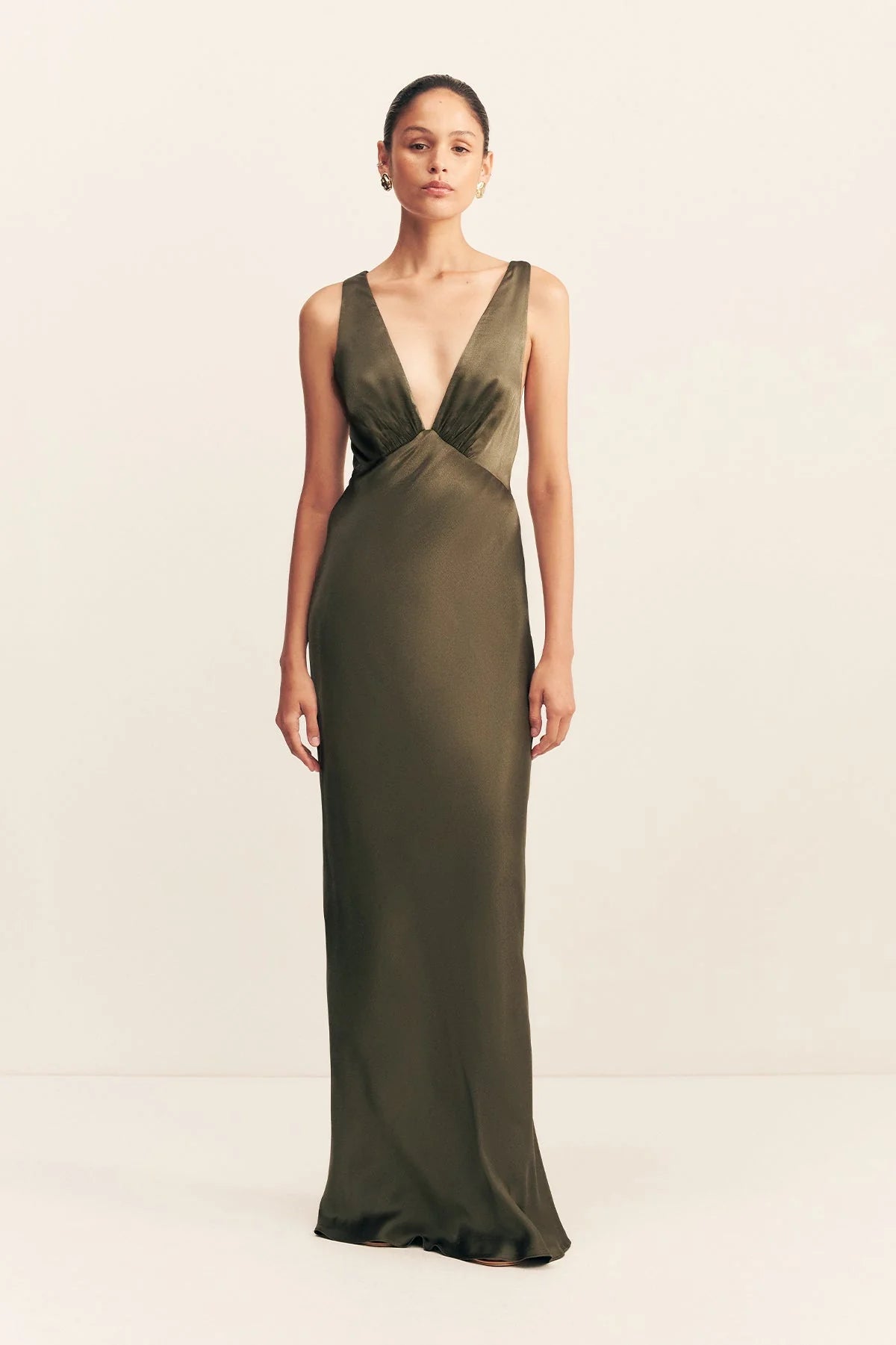 La Lune Plunged Cross Back Maxi Dress