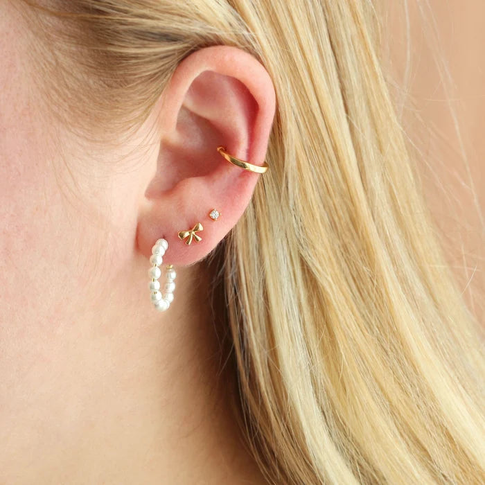 Freshwater Pearl Huggie Post Hoop Earrings