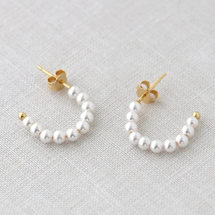 Freshwater Pearl Huggie Post Hoop Earrings