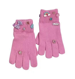 Girls Pink Charm Gloves
