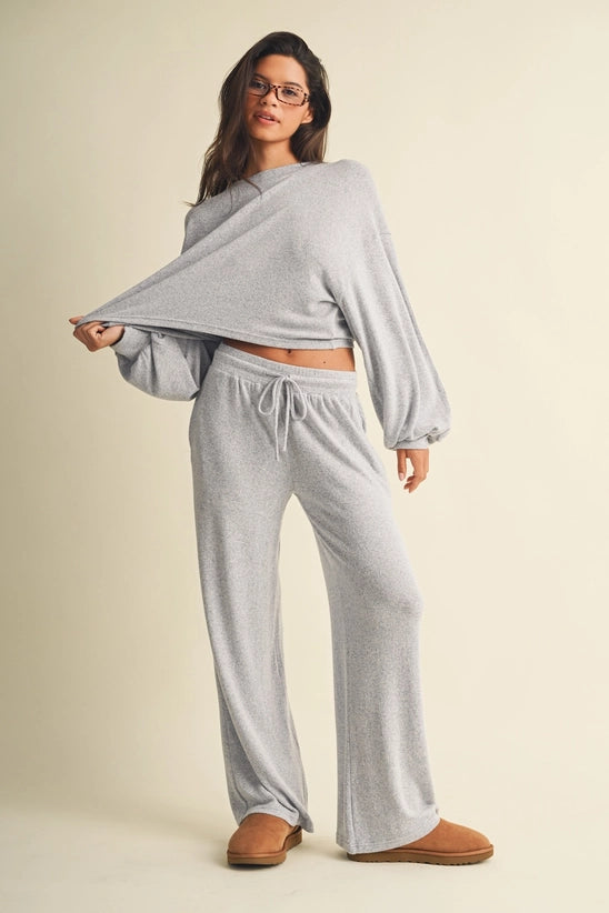Soft Brushed Hacci Wide Leg Pants