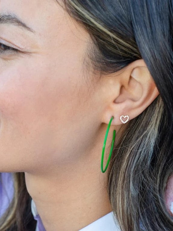 Heart Crystal Outline Stud Earrings