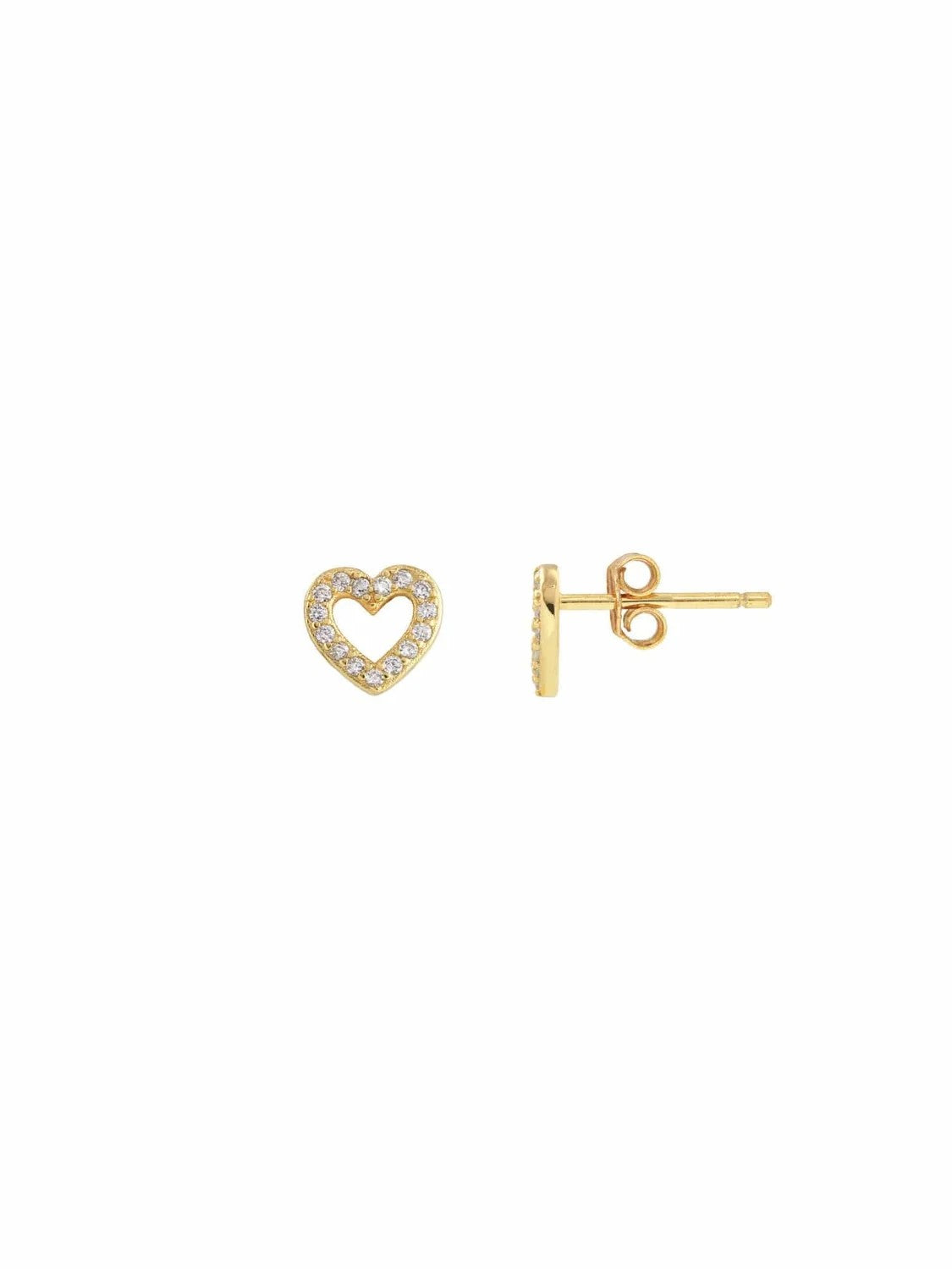 Heart Crystal Outline Stud Earrings