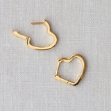Open Heart Hinged Huggie Hoop Earrings