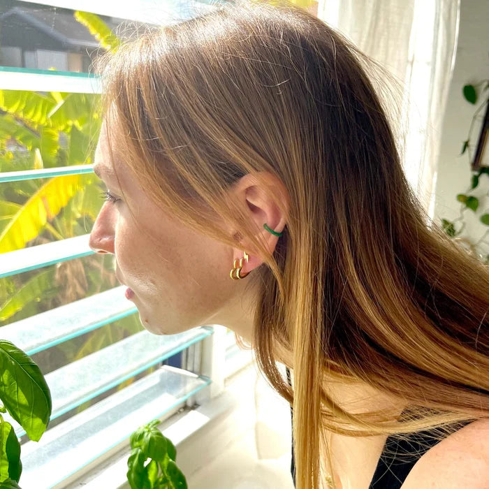 Open Heart Hinged Huggie Hoop Earrings