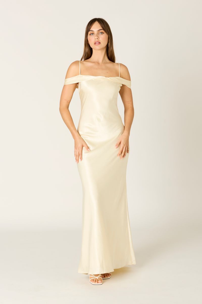 Off Shoulder Satin Gown