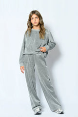 Girls Jade Wide Leg Velour Pant