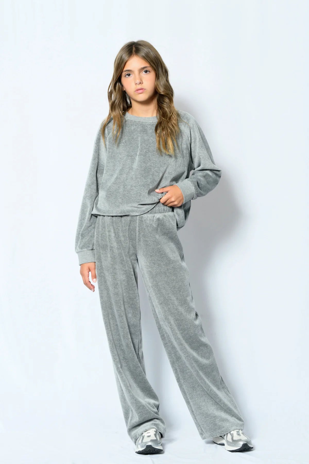 Girls Jade Wide Leg Velour Pant