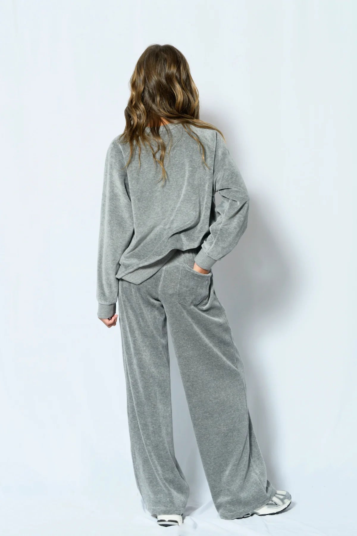 Girls Jade Wide Leg Velour Pant