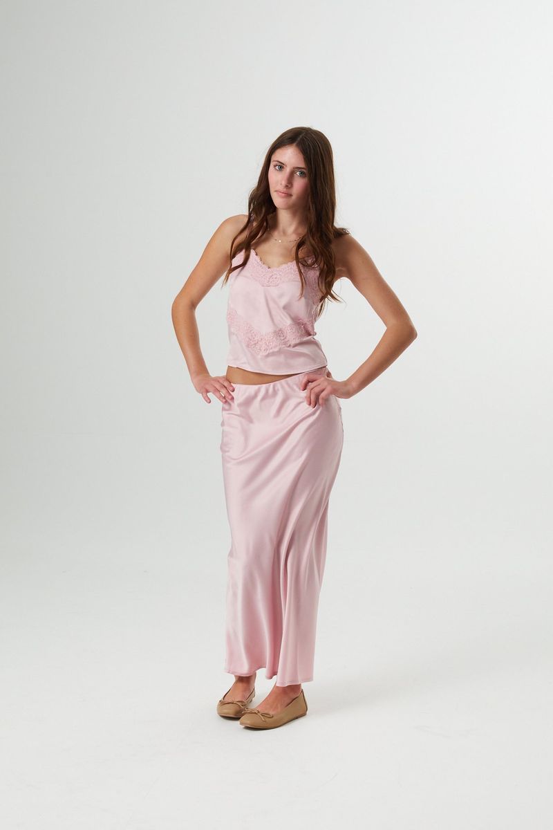 Girls Joey Mauve Satin Maxi Skirt