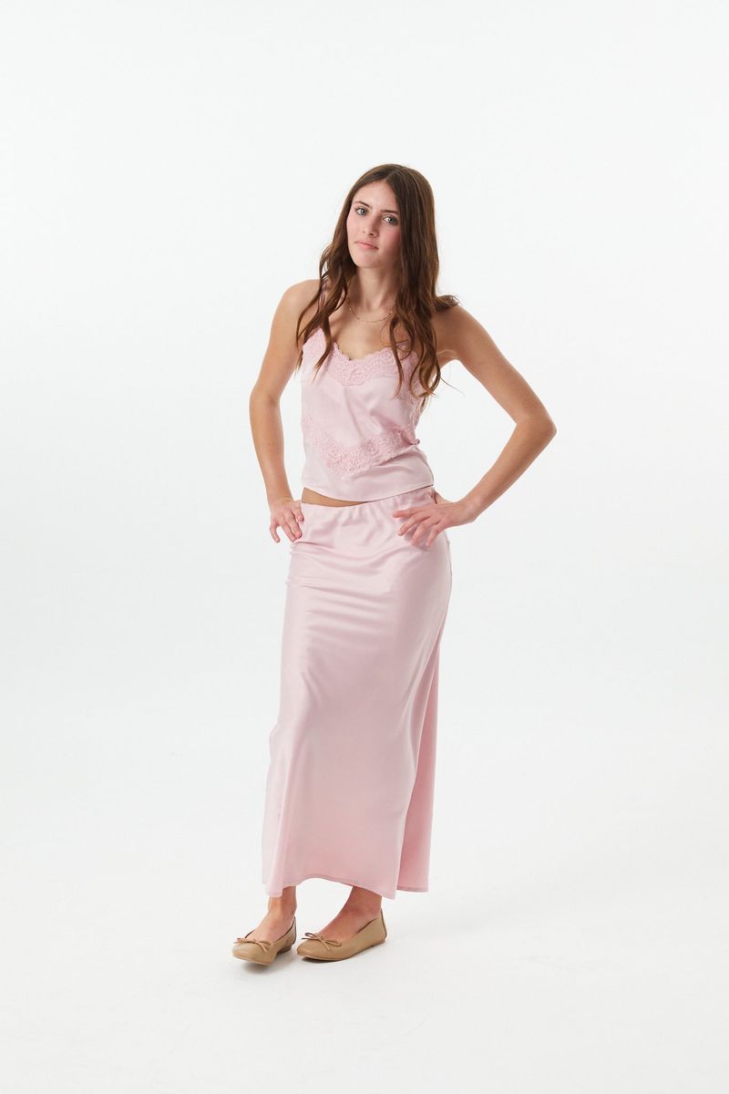 Girls Joey Mauve Satin Maxi Skirt