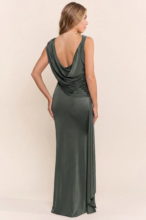 Sleeveless Asymmetrical Back Maxi Dress