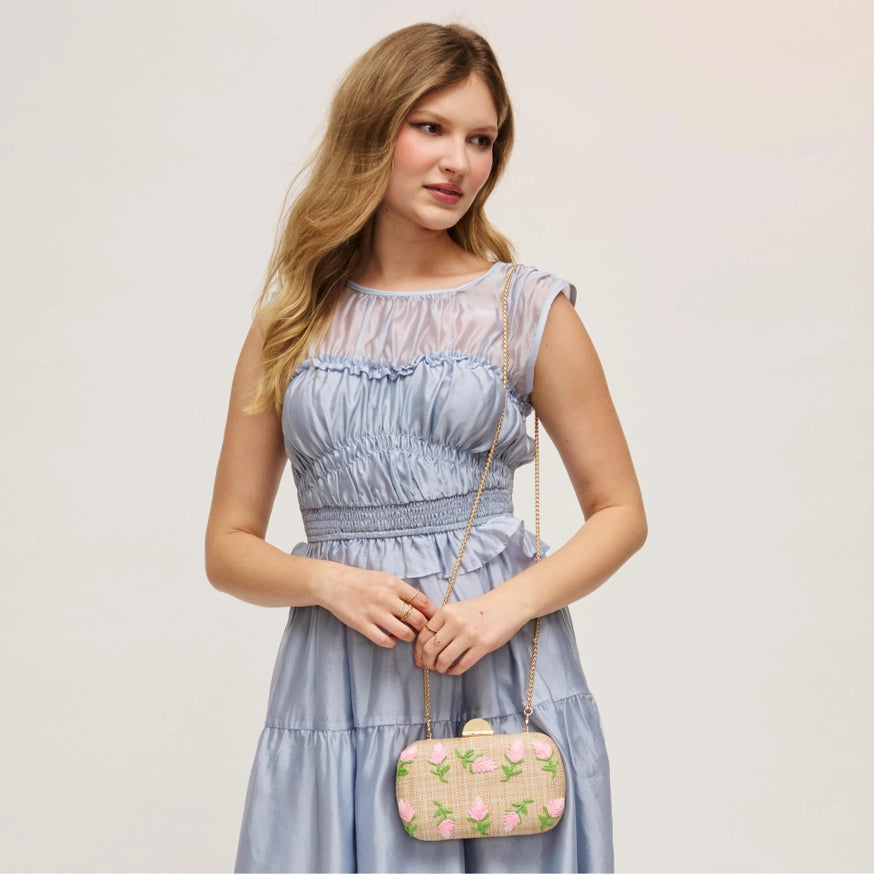 Kayden Pink Embroidered Clutch