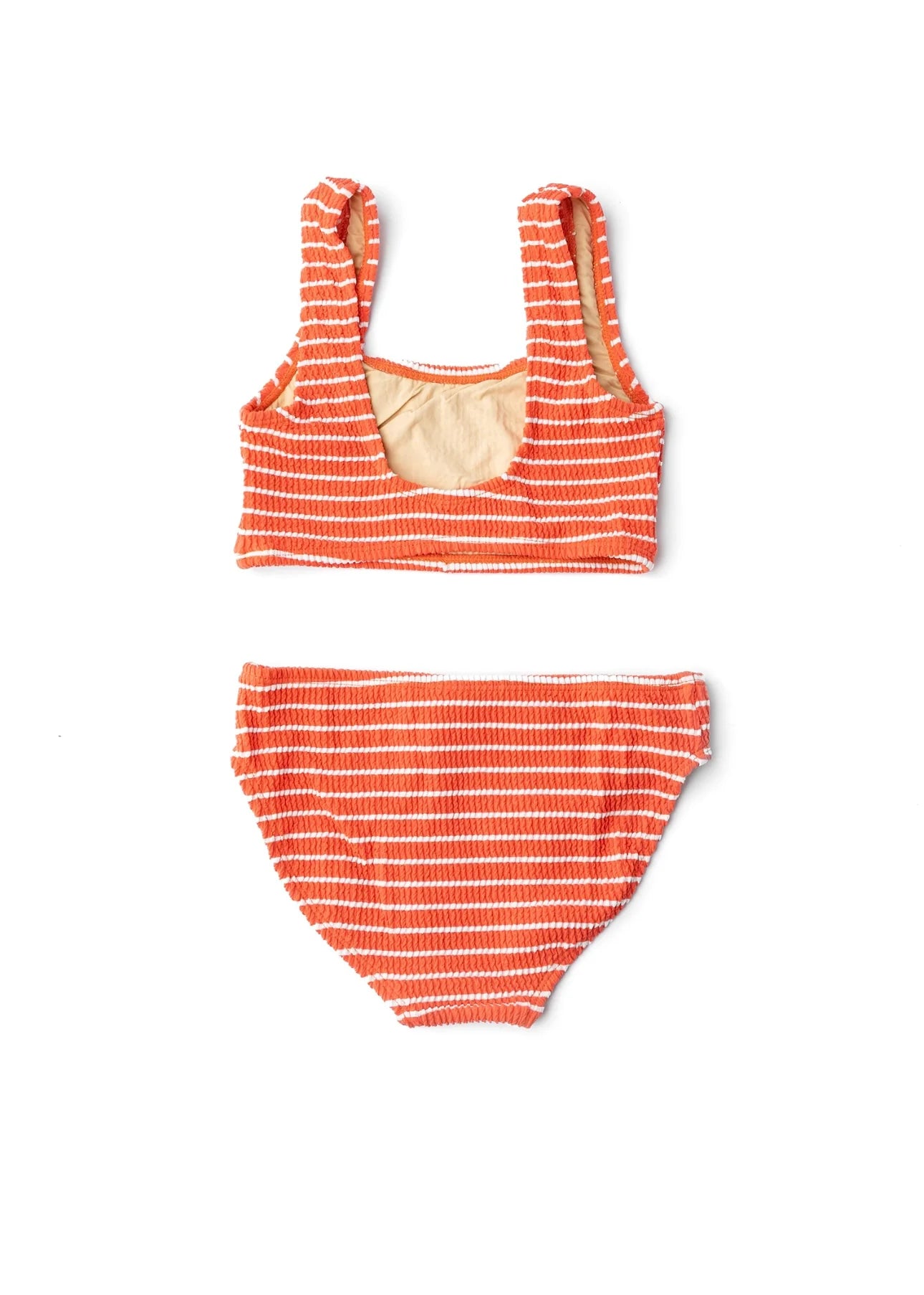 Orange Stripe Crinkle Fabric Bikini