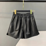 High Waist Leather A-Line Shorts