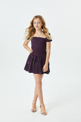 Girls Lexi Aubergine Dress