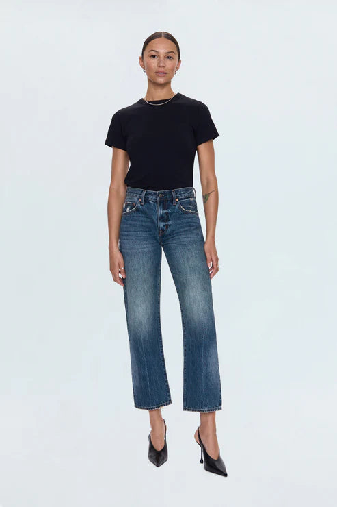 Lexi Mid Rise Bowed Straight Jeans