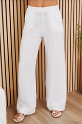 Linen Smocked Waist Palazzo Pant