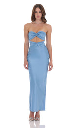 Satin Twist Cutout Maxi Dress